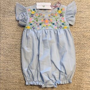 Cecil and Lou Blue Gingham Romper 2T